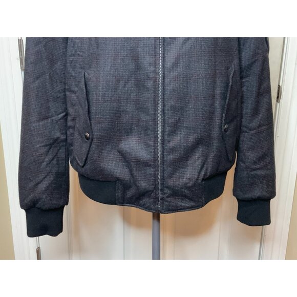 Salvatore Ferragamo Men's Gray Check & Green Reversible Bomber Coat, Size 50 - Picture 3 of 13